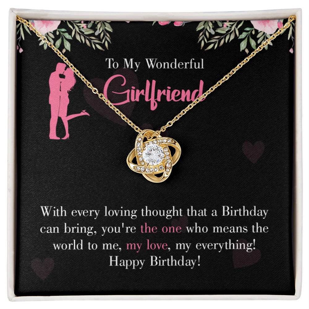 Girlfriend Happy Birthday Infinity Knot Cz Necklace Gold Tone Standard Box
